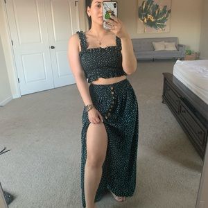 Dark green maxi skirt set